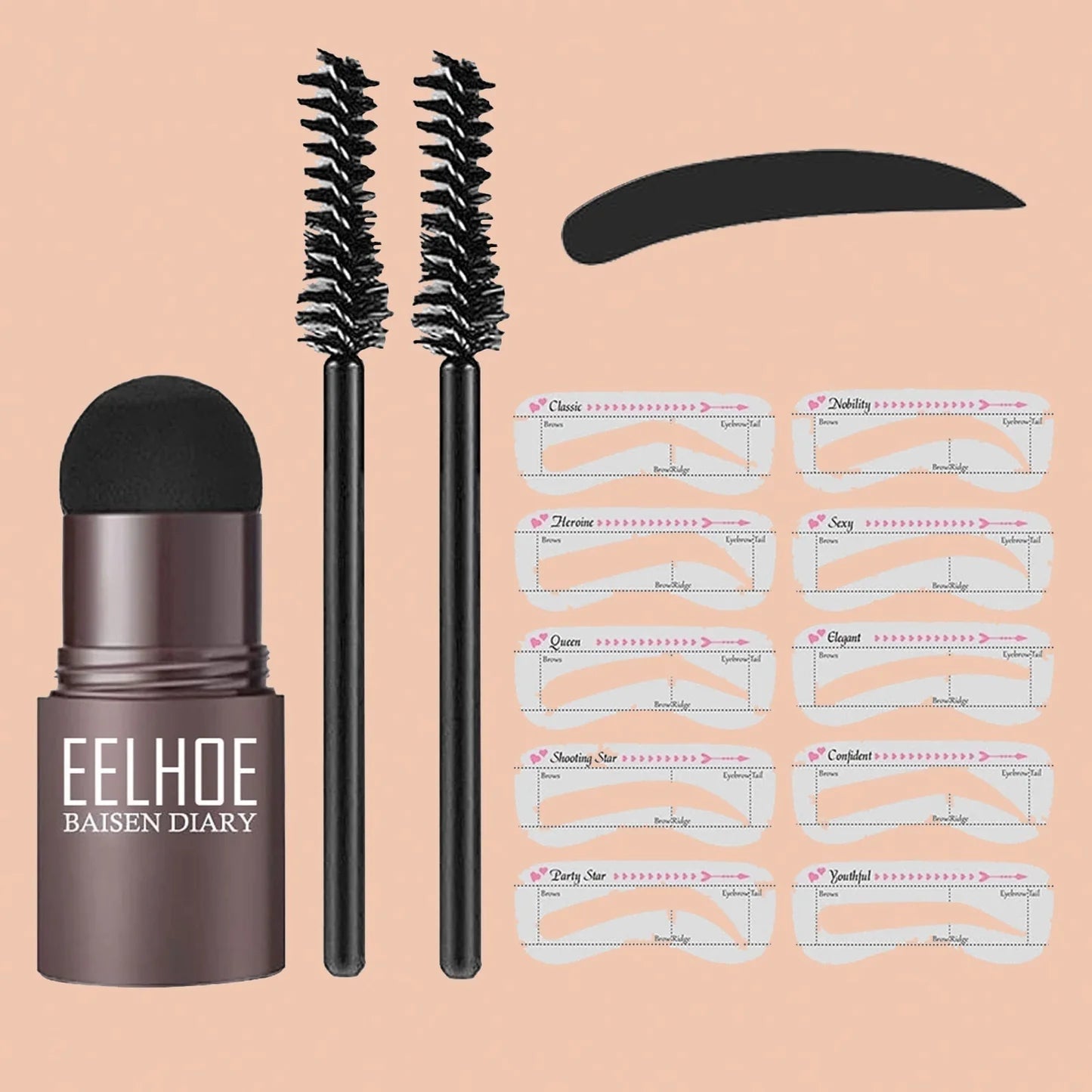 1+1 GRATUIT | Tampon à sourcils + 10 pochoirs & 2 brosses à sourcils